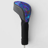 Groovy Abstract Retro Blue en Paarse wervelkolom Golfheadcover (Schuin)