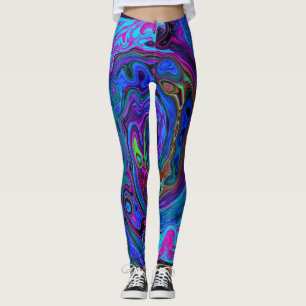 Groovy Abstract Retro Blue en Paarse wervelkolom Leggings