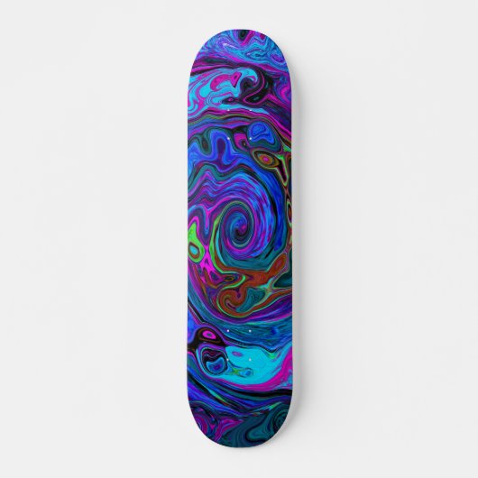 Groovy Abstract Retro Blue en Paarse wervelkolom Persoonlijk Skateboard (Voorkant)