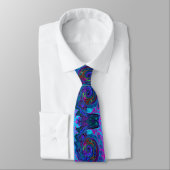 Groovy Abstract Retro Blue en Paarse wervelkolom Stropdas (Gebonden)