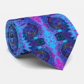 Groovy Abstract Retro Blue en Paarse wervelkolom Stropdas (Opgerold)