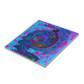 Groovy Abstract Retro Blue en Paarse wervelkolom Tegeltje (Zijkant)