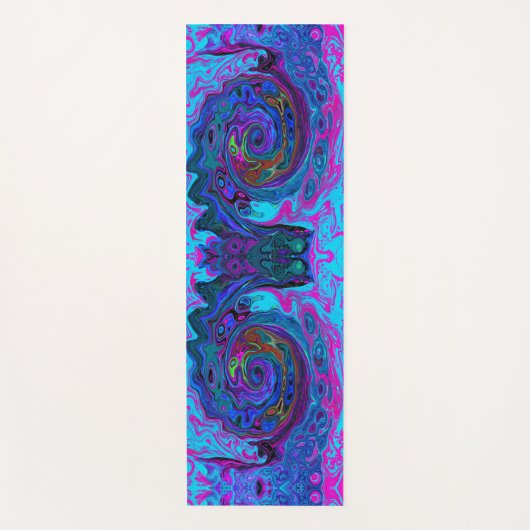 Groovy Abstract Retro Blue en Paarse wervelkolom Yogamat (Voorkant)