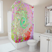 Groovy Abstract Retro Deel Groen Vloeibaar Zwenk Douchegordijn (In situ)