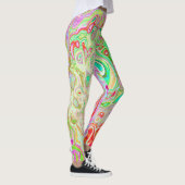 Groovy Abstract Retro Deel Groen Vloeibaar Zwenk Leggings (Rechts)
