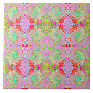 Groovy Abstract Retro Deel Groen Vloeibaar Zwenk Tegeltje