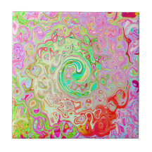 Groovy Abstract Retro Deel Groen Vloeibaar Zwenk