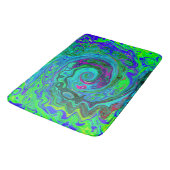 Groovy Abstract Retro Green en Blue Swirl Badmat (Gekanteld)