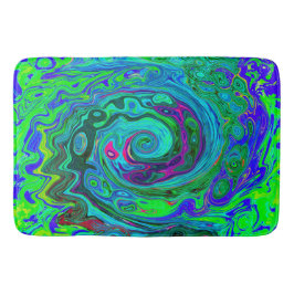 Groovy Abstract Retro Green en Blue Swirl Badmat