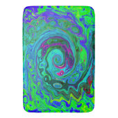 Groovy Abstract Retro Green en Blue Swirl Badmat (Voorkant Verticaal)