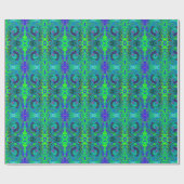 Groovy Abstract Retro Green en Blue Swirl Cadeaupapier (Vlak)