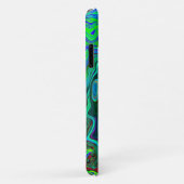 Groovy Abstract Retro Green en Blue Swirl Case-Mate iPhone Case (Achterkant/rechts)