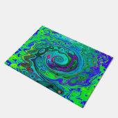 Groovy Abstract Retro Green en Blue Swirl Deurmat (Schuin)