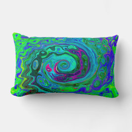 Groovy Abstract Retro Green en Blue Swirl Kussen