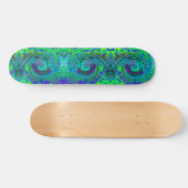 Groovy Abstract Retro Green en Blue Swirl Persoonlijk Skateboard (Horizontaal)