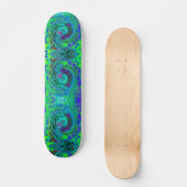 Groovy Abstract Retro Green en Blue Swirl Persoonlijk Skateboard (Voorkant)
