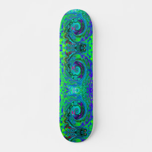 Groovy Abstract Retro Green en Blue Swirl Persoonlijk Skateboard