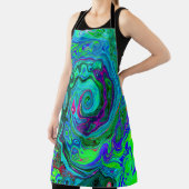 Groovy Abstract Retro Green en Blue Swirl Schort (Insitu)