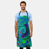 Groovy Abstract Retro Green en Blue Swirl Schort (Gedragen)