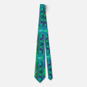 Groovy Abstract Retro Green en Blue Swirl Stropdas (Voorkant)