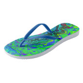 Groovy Abstract Retro Green en Blue Swirl Teenslippers (Schuin)