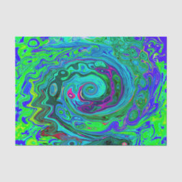 Groovy Abstract Retro Green en Blue Swirl Tissuepapier