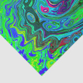 Groovy Abstract Retro Green en Blue Swirl Tissuepapier (Detail)