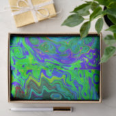 Groovy Abstract Retro Green en Blue Swirl Tissuepapier (Geschenk)