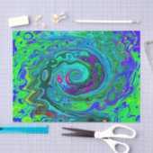 Groovy Abstract Retro Green en Blue Swirl Tissuepapier (Craft)