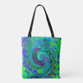 Groovy Abstract Retro Green en Blue Swirl Tote Bag (Achterkant)