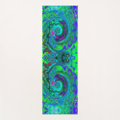 Groovy Abstract Retro Green en Blue Swirl Yogamat (Voorkant)