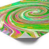Groovy Abstract Retro Green en Hot Pink Poster (Hoek)