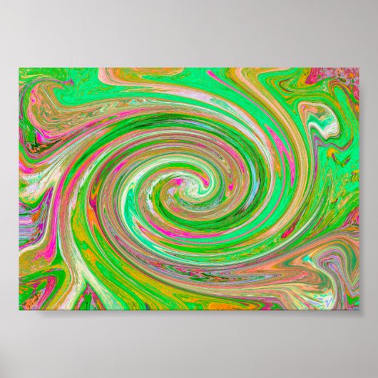 Groovy Abstract Retro Green en Hot Pink Poster (Voorkant)