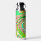 Groovy Abstract Retro Green en Hot Pink Waterfles (Voorkant)