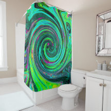 Groovy Abstract Retro Green en Magenta Swirl