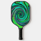 Groovy Abstract Retro Green en Magenta Swirl Pickleball Paddle (Voorkant)