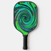 Groovy Abstract Retro Green en Magenta Swirl Pickleball Paddle (Achterkant)
