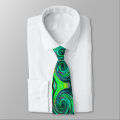 Groovy Abstract Retro Green en Magenta Swirl Stropdas (Gebonden)