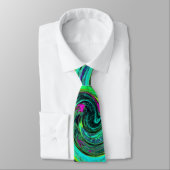 Groovy Abstract Retro Green en Magenta Swirl Stropdas (Gebonden)