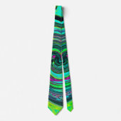 Groovy Abstract Retro Green en Magenta Swirl Stropdas (Voorkant)