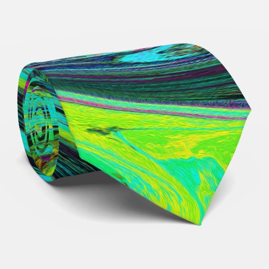 Groovy Abstract Retro Green en Magenta Swirl Stropdas (Opgerold)