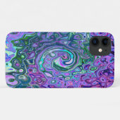 Groovy Abstract Retro Green en Paars Swirl Case-Mate iPhone Case (Achterkant (horizontaal))