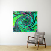 Groovy Abstract Retro Groen en Magenta Draaikolk Wandkleed (In Situ (horizontaal))