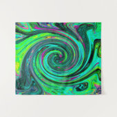 Groovy Abstract Retro Groen en Magenta Draaikolk Wandkleed (Voorkant (horizontaal))
