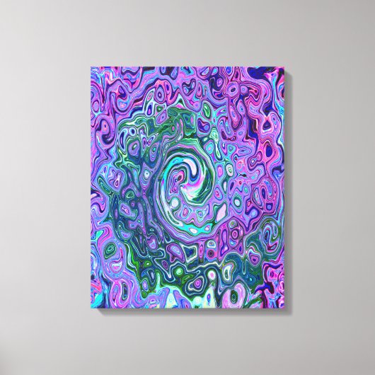 Groovy Abstract Retro Groen en Paarse Draaikolk Canvas Afdruk (Voorkant)