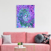 Groovy Abstract Retro Groen en Paarse Draaikolk Canvas Afdruk (Insitu (Woonkamer))