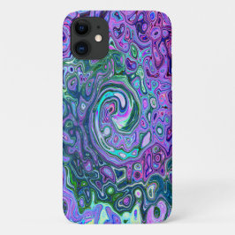 Groovy Abstract Retro Groen en Paarse Draaikolk Case-Mate iPhone Case