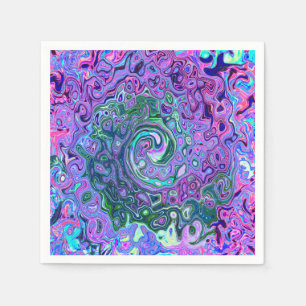 Groovy Abstract Retro Groen en Paarse Draaikolk Servet