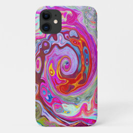Groovy Abstract Retro Hot Pink en Blue Swirl Case-Mate iPhone Case