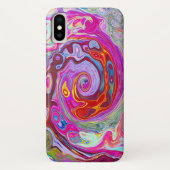 Groovy Abstract Retro Hot Pink en Blue Swirl Case-Mate iPhone Case (Achterkant)